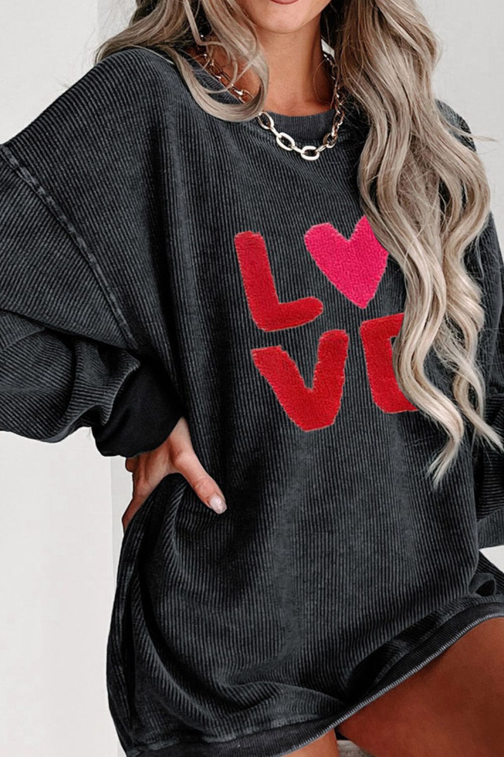 Valentine’s LOVE Round Neck Long Sleeve Sweatshirt