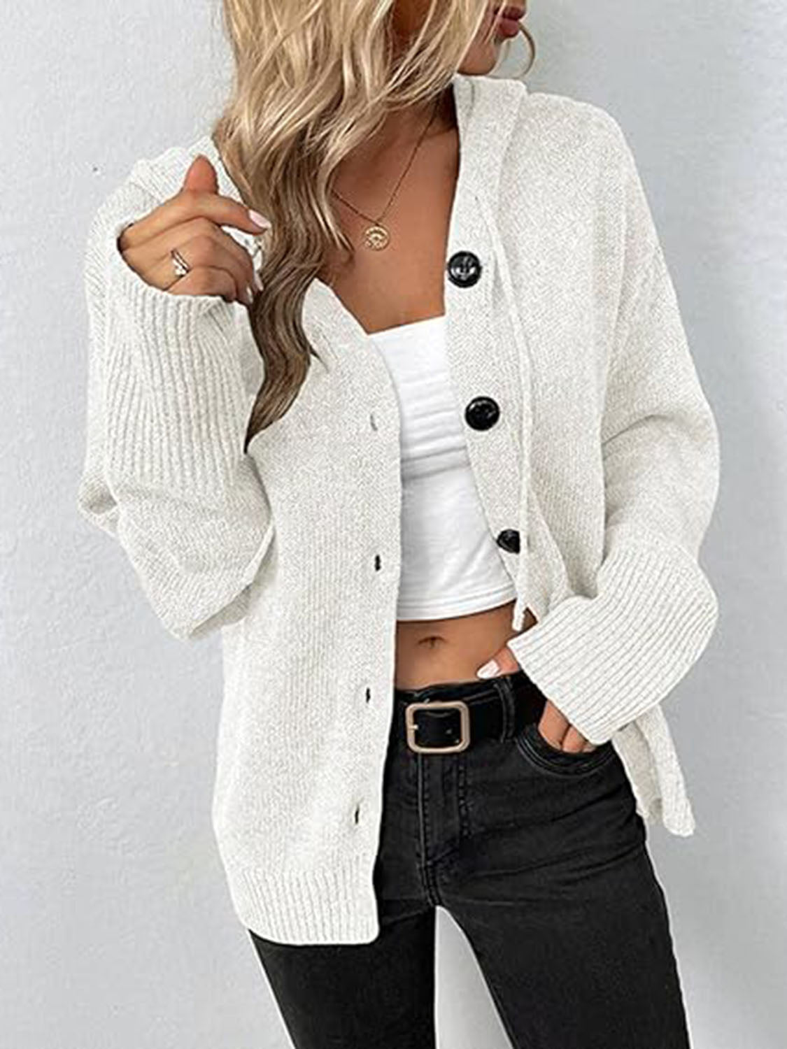 Button up Hooded Cardigan