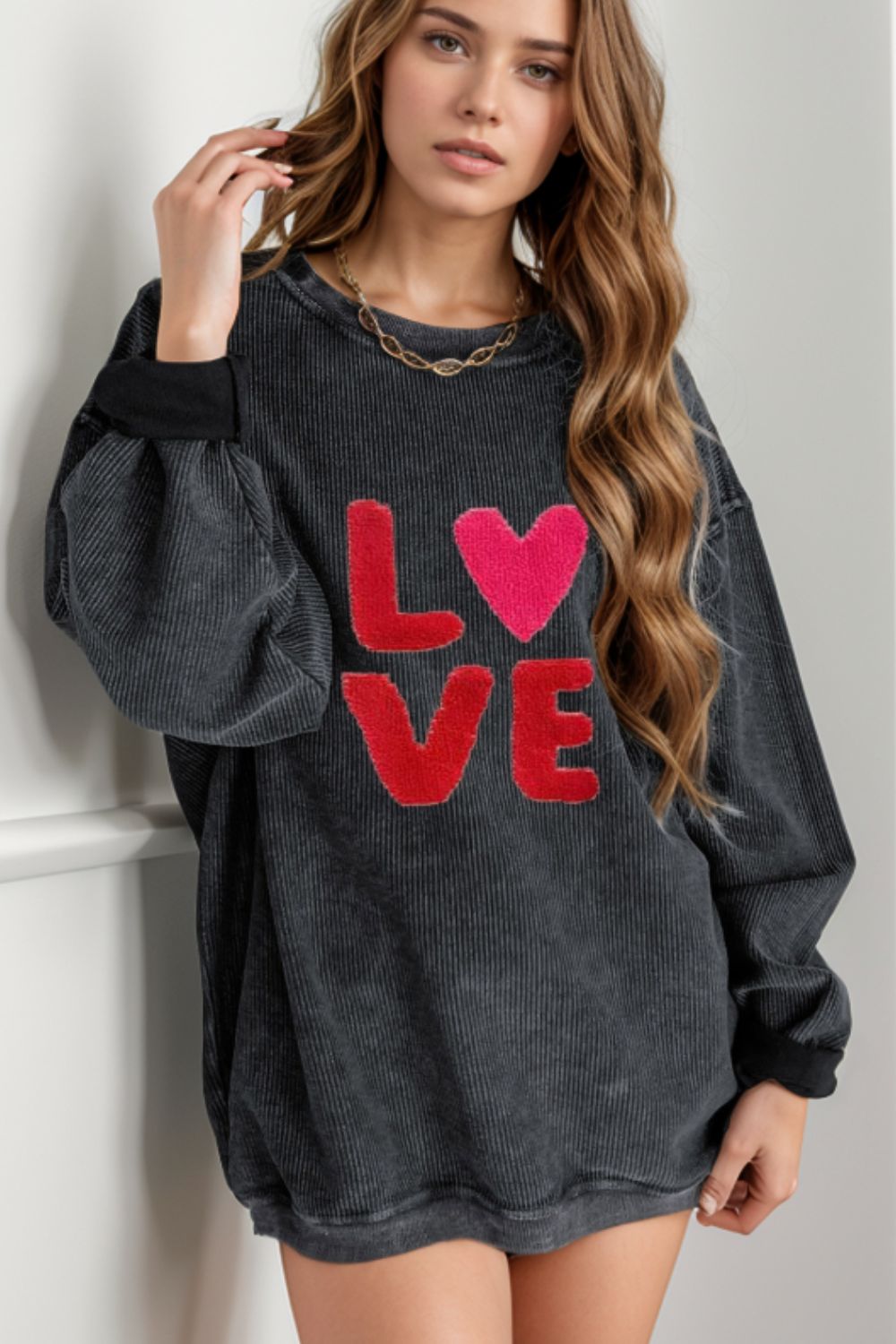 Valentine’s LOVE Round Neck Long Sleeve Sweatshirt