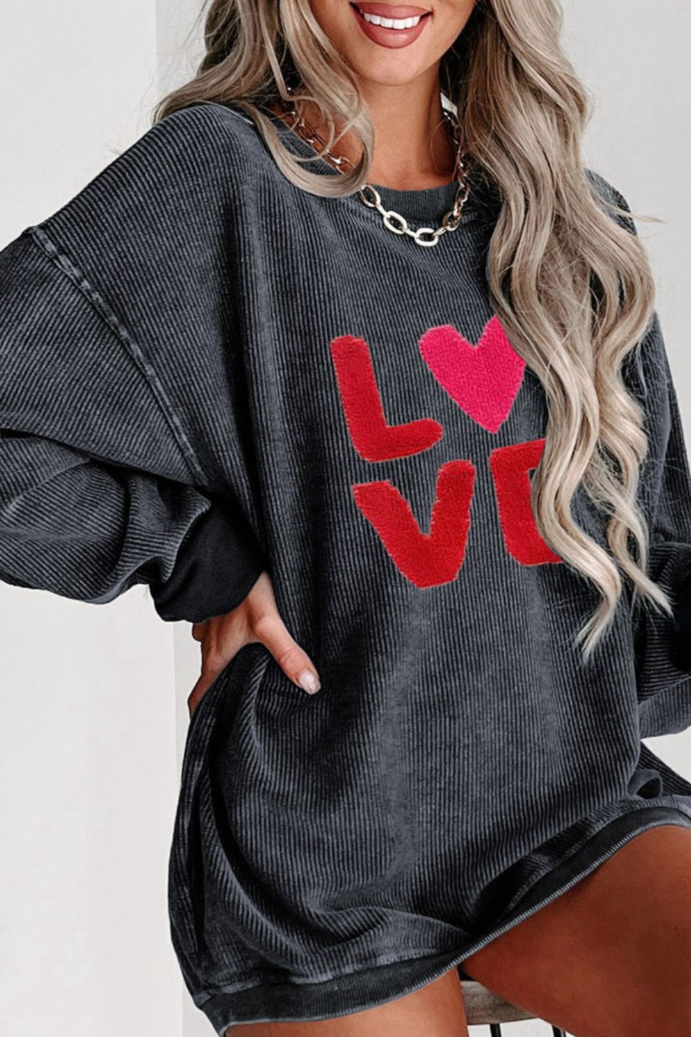 Valentine’s LOVE Round Neck Long Sleeve Sweatshirt