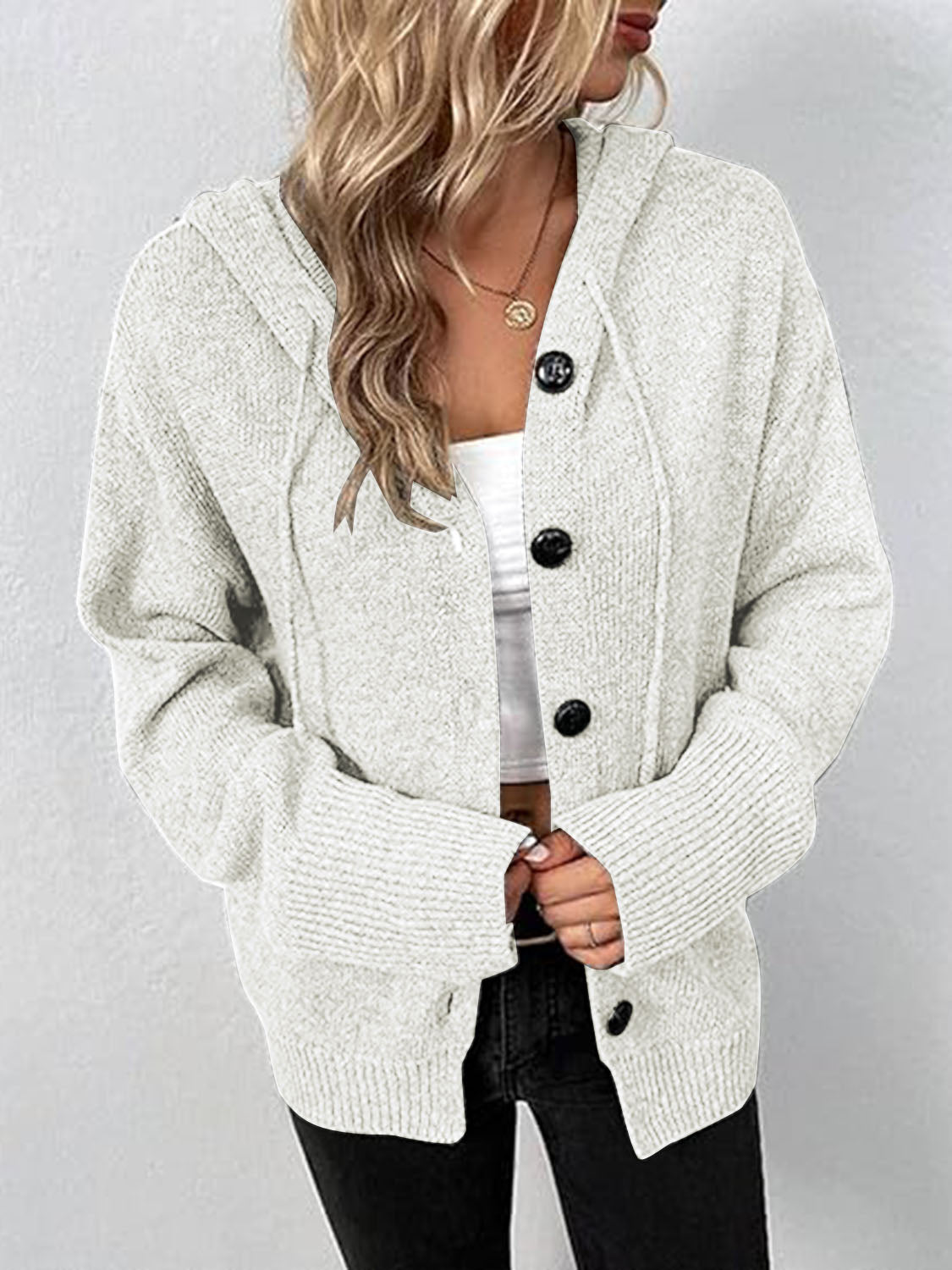 Button up Hooded Cardigan