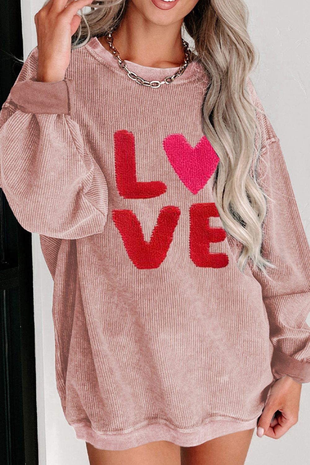 Valentine’s LOVE Round Neck Long Sleeve Sweatshirt