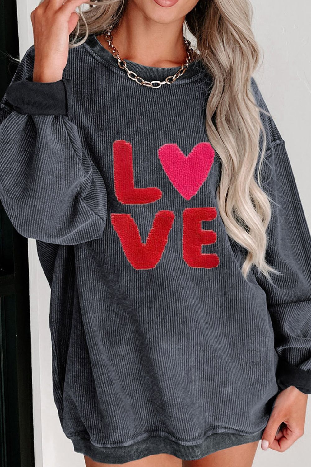 Valentine’s LOVE Round Neck Long Sleeve Sweatshirt