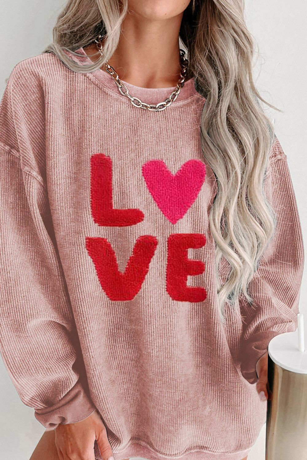 Valentine’s LOVE Round Neck Long Sleeve Sweatshirt