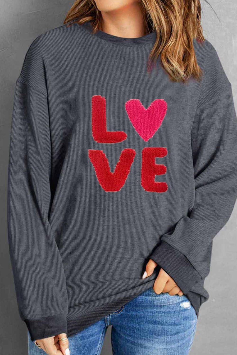 Valentine’s LOVE Round Neck Long Sleeve Sweatshirt