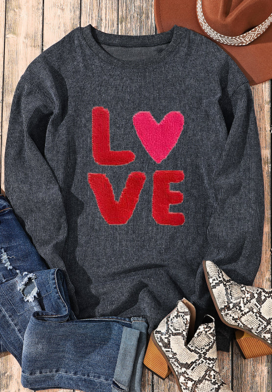 Valentine’s LOVE Round Neck Long Sleeve Sweatshirt