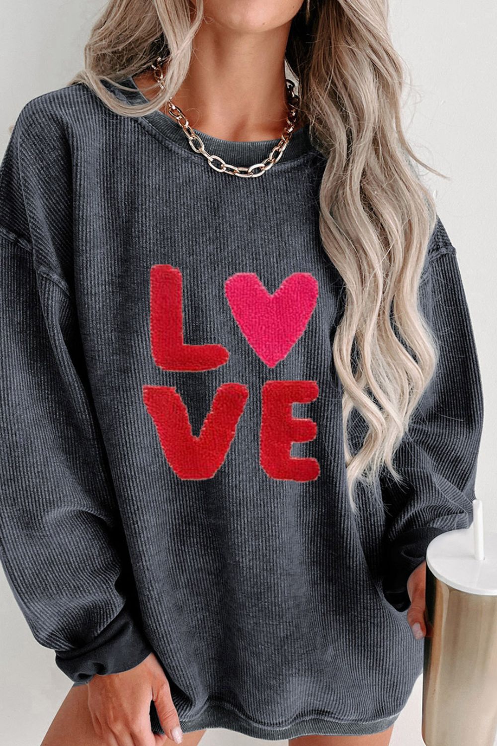 Valentine’s LOVE Round Neck Long Sleeve Sweatshirt