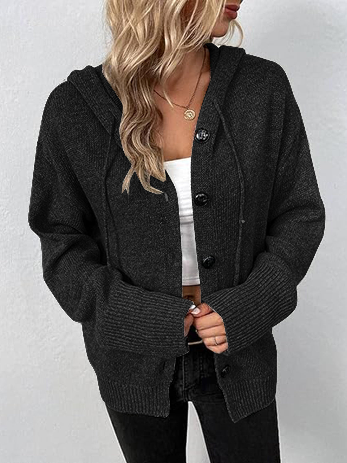 Button up Hooded Cardigan