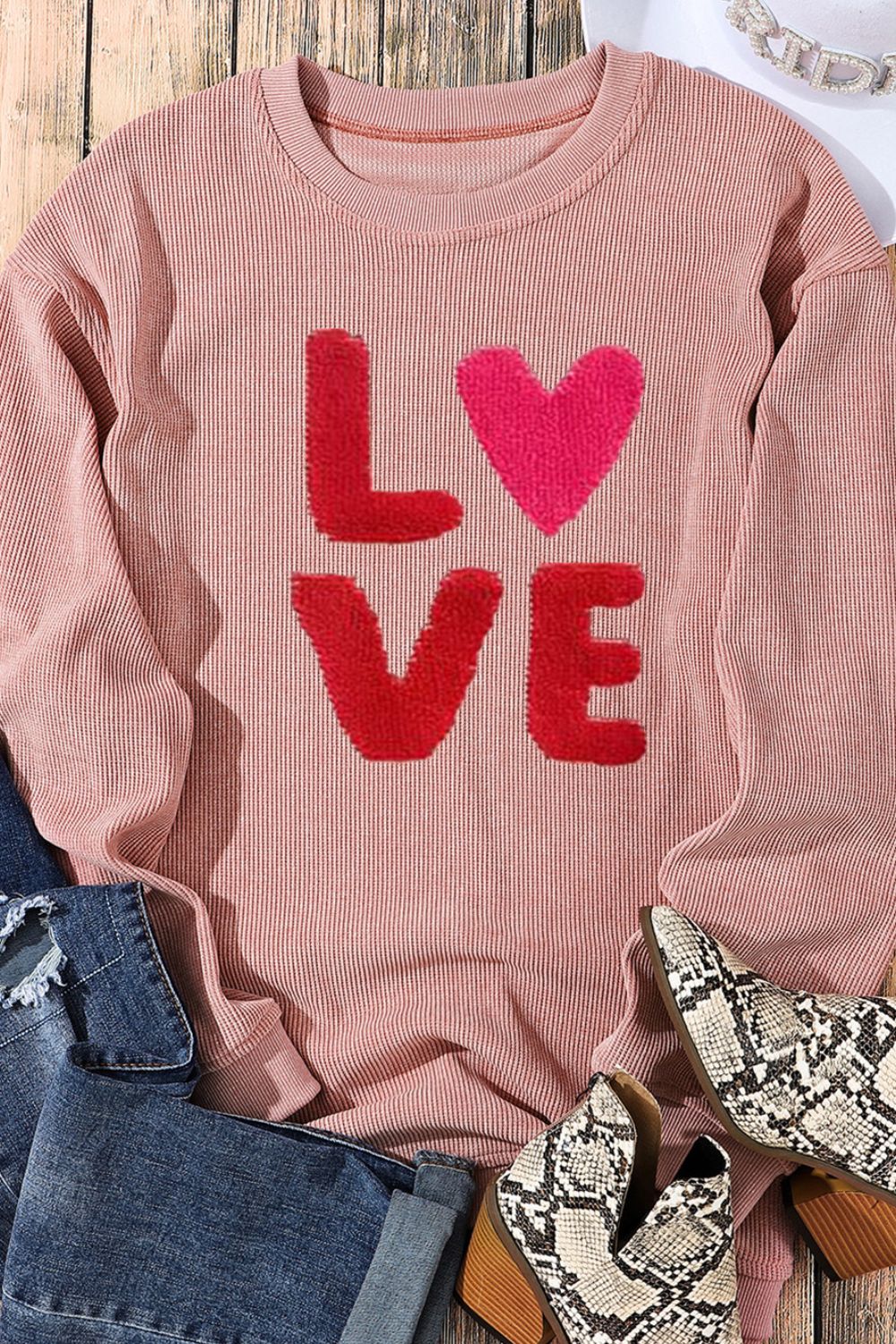 Valentine’s LOVE Round Neck Long Sleeve Sweatshirt