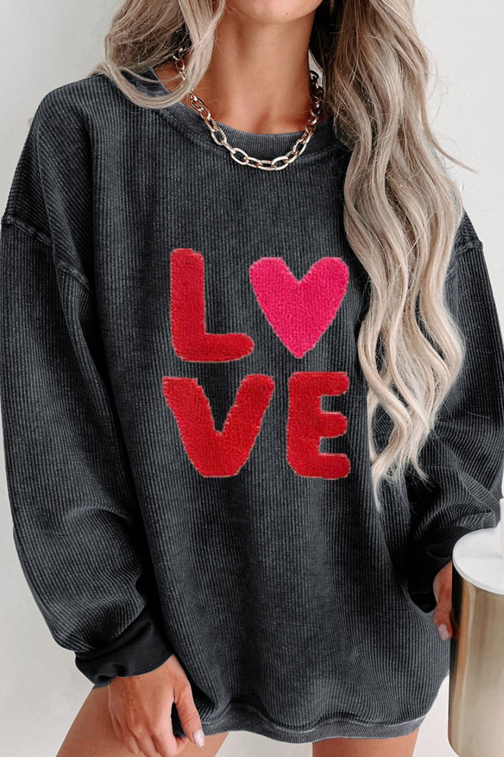 Valentine’s LOVE Round Neck Long Sleeve Sweatshirt